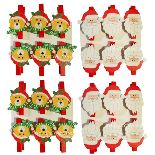 24 Klammern Holz Bären Nikolaus Christbaumschmuck Weihnachten Weihnachtsbaum Deko - zum Schließen ins Bild klicken